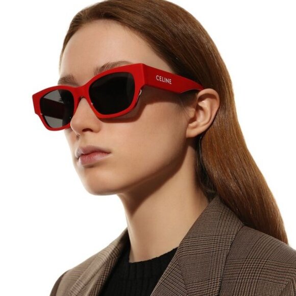 NEW CL40197U 66A CELINE SUNGLASSES RED SQUARE WOMEN EYEWEAR - Picture 3 of 5